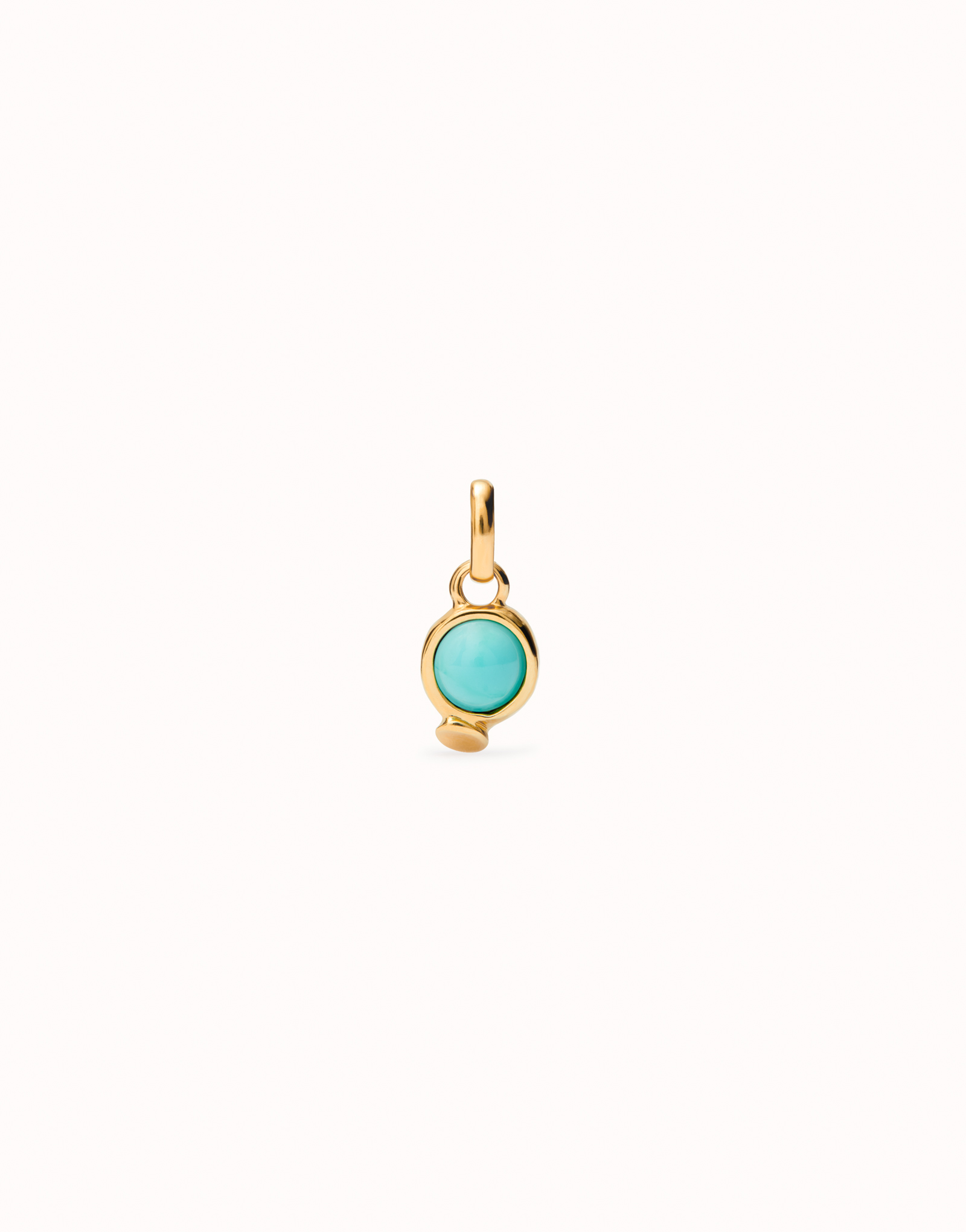 18K gold-plated charm with turquoise stone., Golden, large image number null