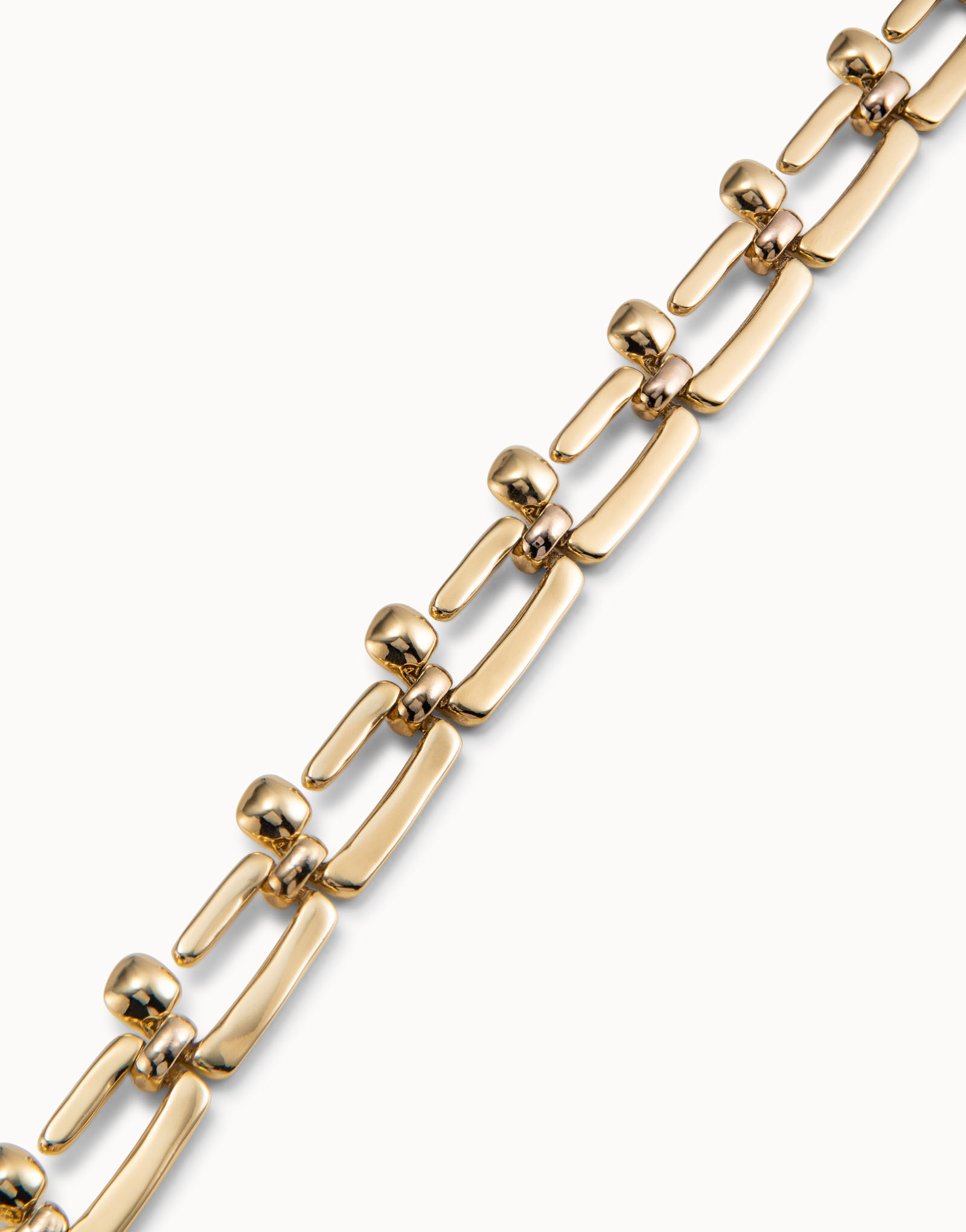 Bracelet plaqué or 18 carats avec maillons rectangulaires en forme de clou, Or, large image number null